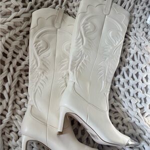 Lulu's Cream Heeled Boots